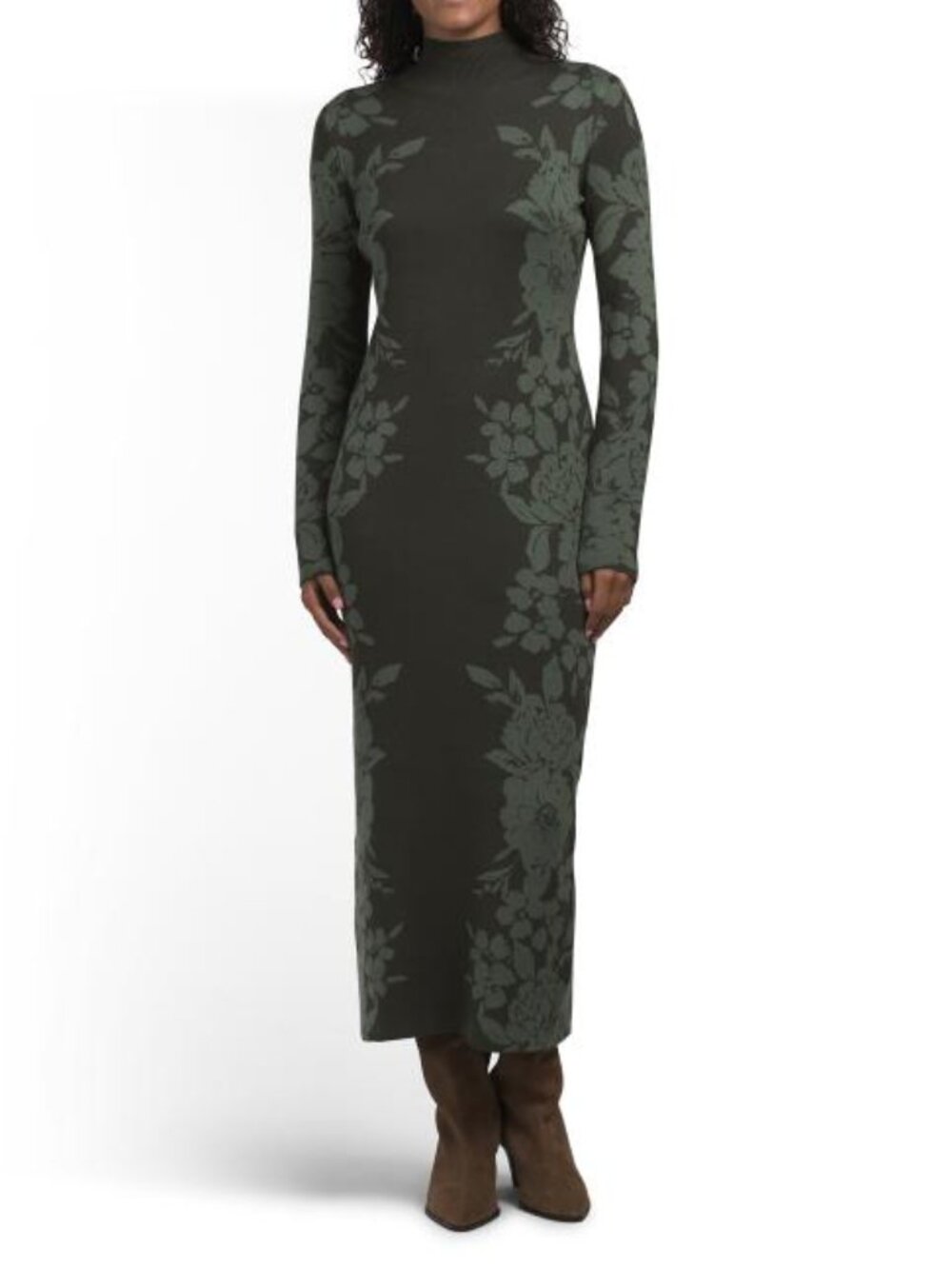 TAYLOR Long Sleeve Floral Sweater Knit Maxi Dress